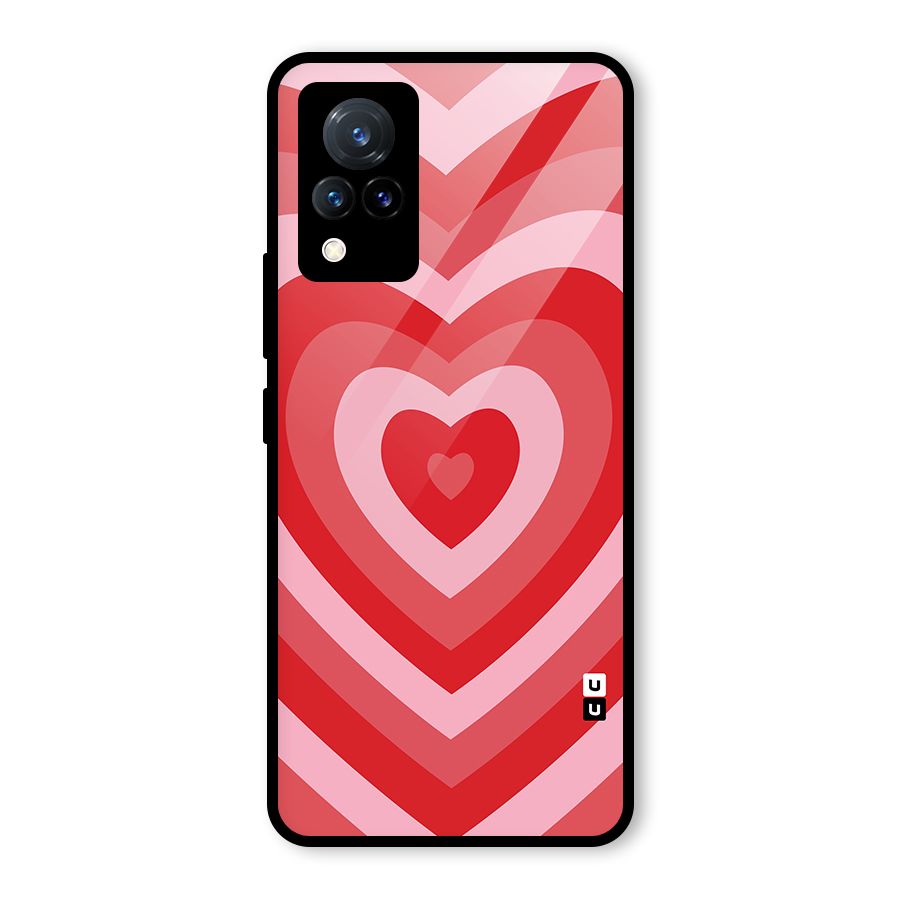 Red Retro Hearts Glass Back Case for Vivo V21 5G