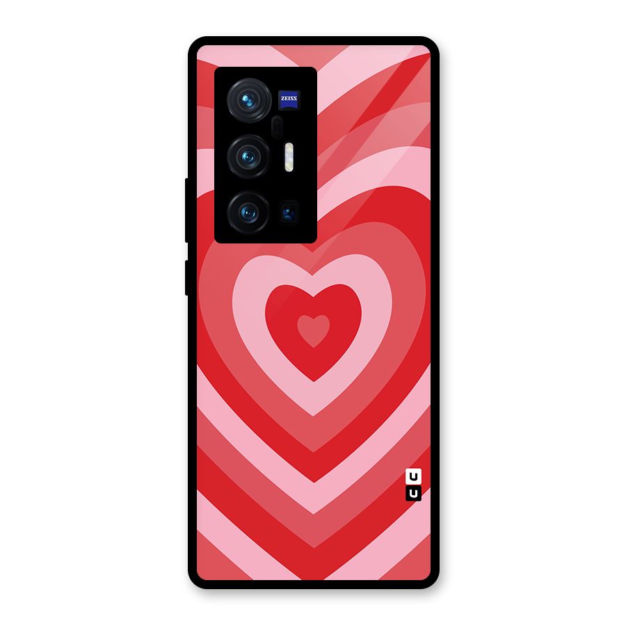 Red Retro Hearts Glass Back Case for Vivo X70 Pro Plus