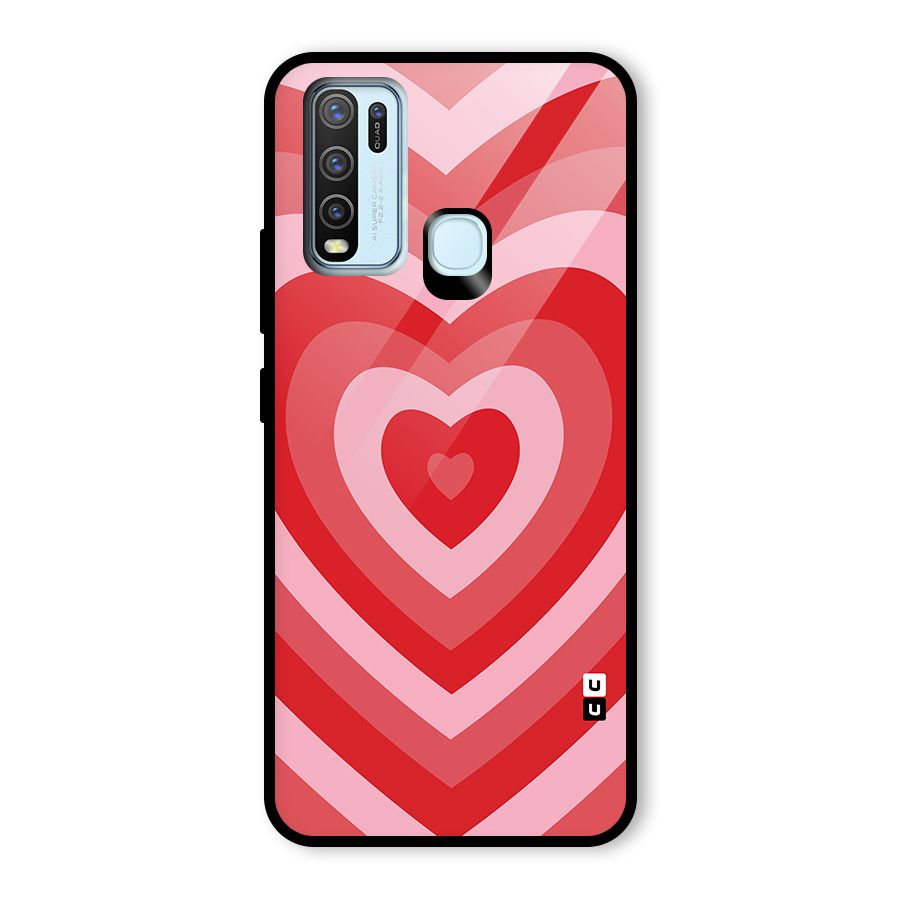 Red Retro Hearts Glass Back Case for Vivo Y50
