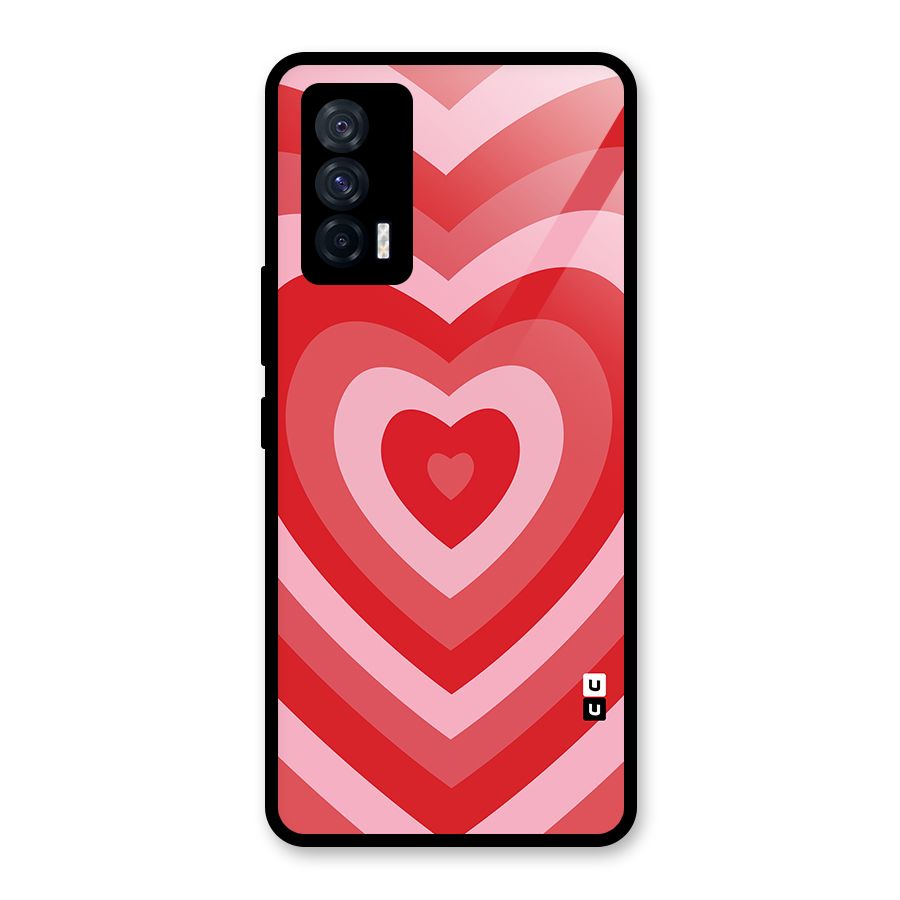 Red Retro Hearts Glass Back Case for Vivo iQOO 7 5G