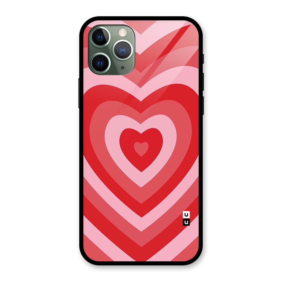 Red Retro Hearts Glass Back Case for iPhone 11 Pro