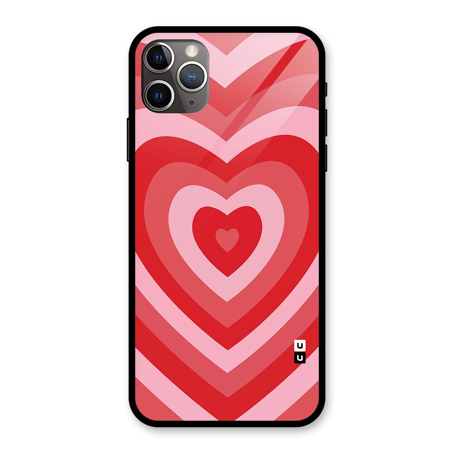 Red Retro Hearts Glass Back Case for iPhone 11 Pro Max