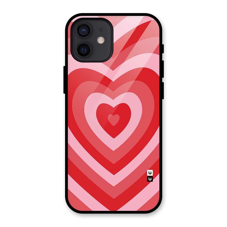 Red Retro Hearts Glass Back Case for iPhone 12