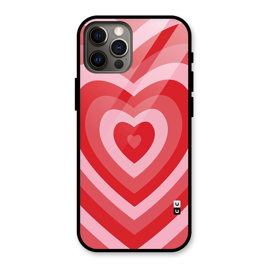 Red Retro Hearts Glass Back Case for iPhone 12 Pro