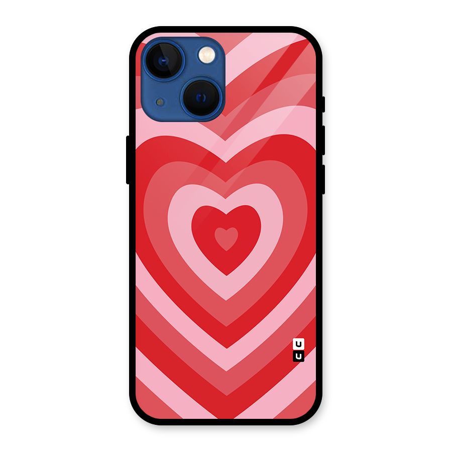 Red Retro Hearts Glass Back Case for iPhone 13 Mini