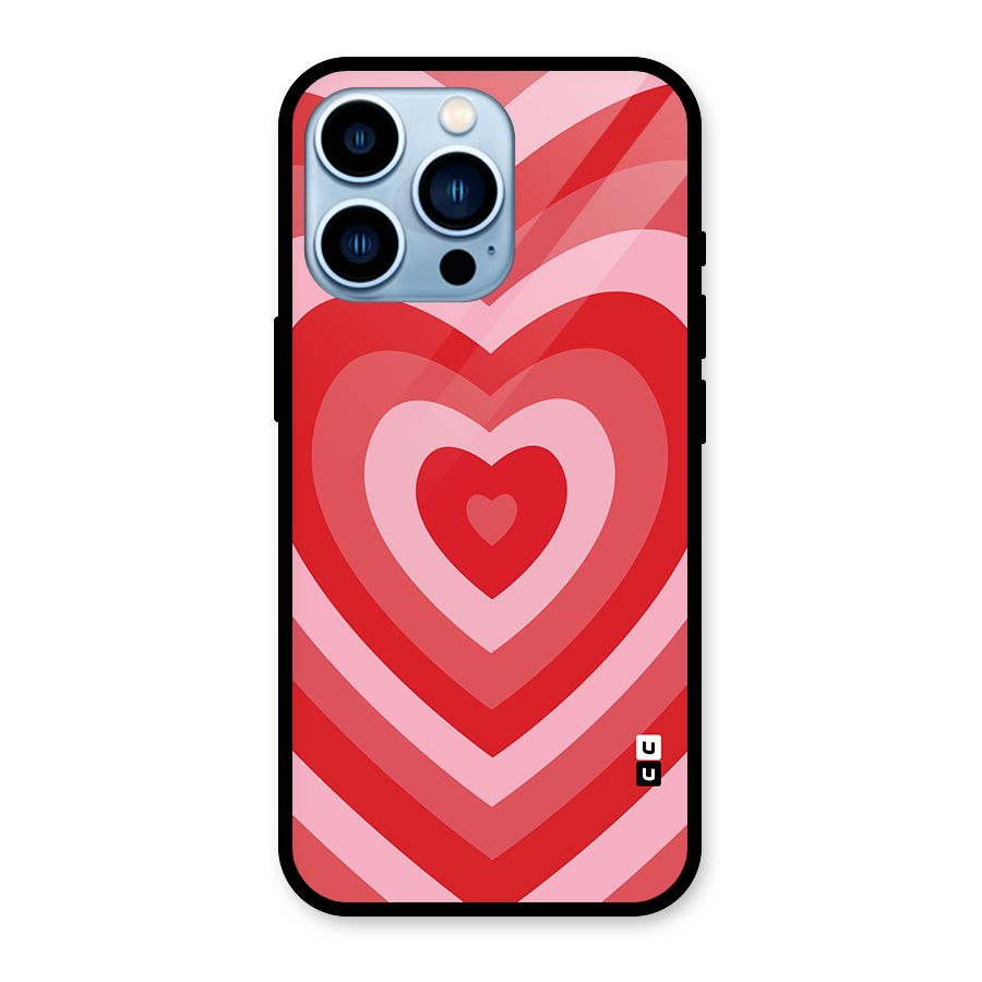 Red Retro Hearts Glass Back Case for iPhone 13 Pro