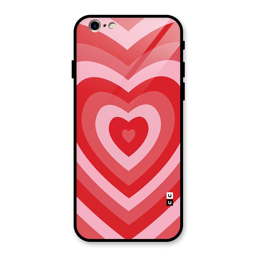 Red Retro Hearts Glass Back Case for iPhone 6 6S