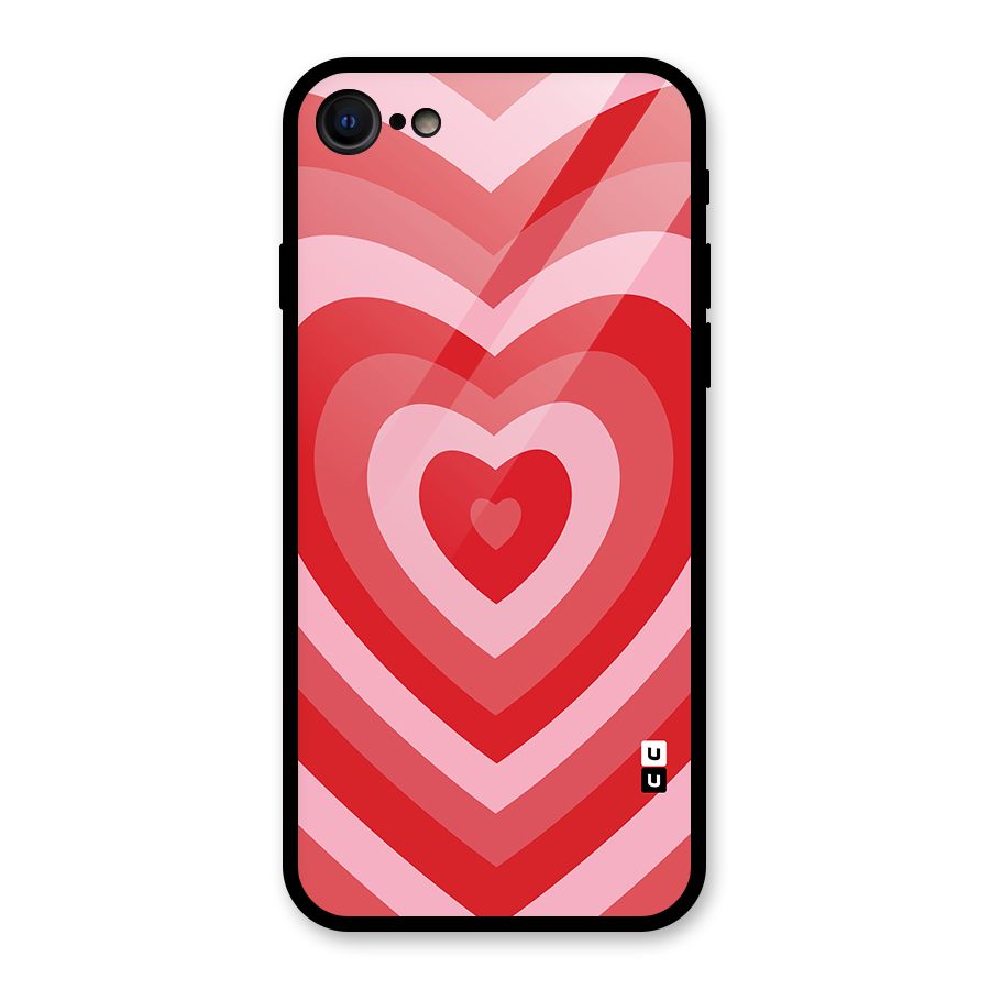 Red Retro Hearts Glass Back Case for iPhone 7