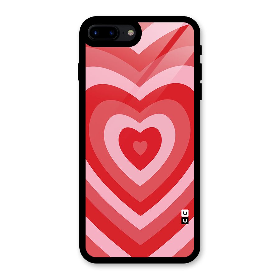 Red Retro Hearts Glass Back Case for iPhone 7 Plus