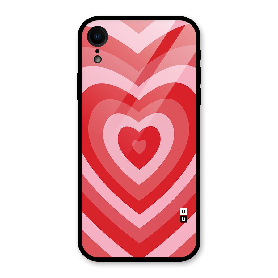 Red Retro Hearts Glass Back Case for iPhone XR