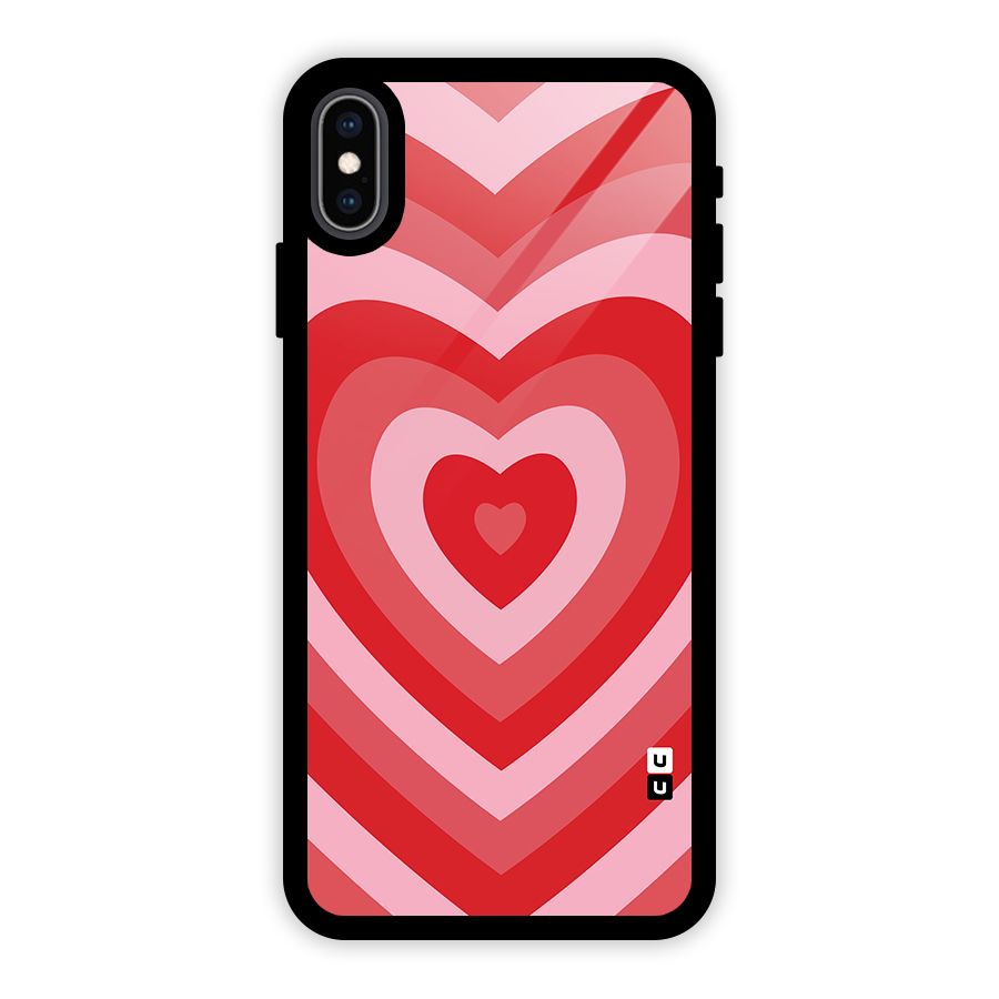 Red Retro Hearts Glass Back Case for iPhone XS Max