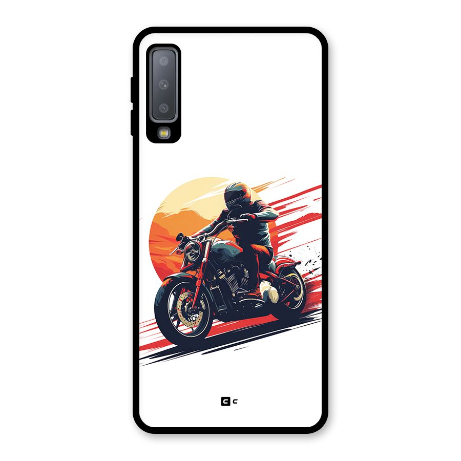 Retro Biker Glass Back Case for Galaxy A7 (2018)