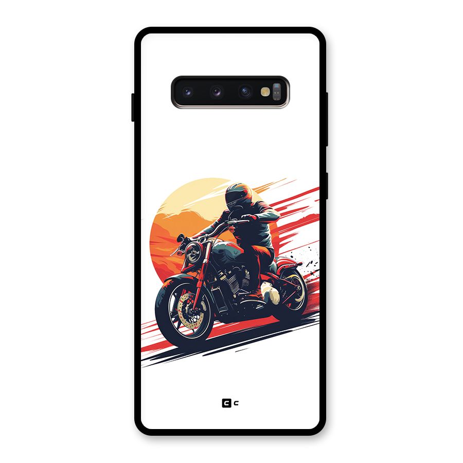 Retro Biker Glass Back Case for Galaxy S10 Plus