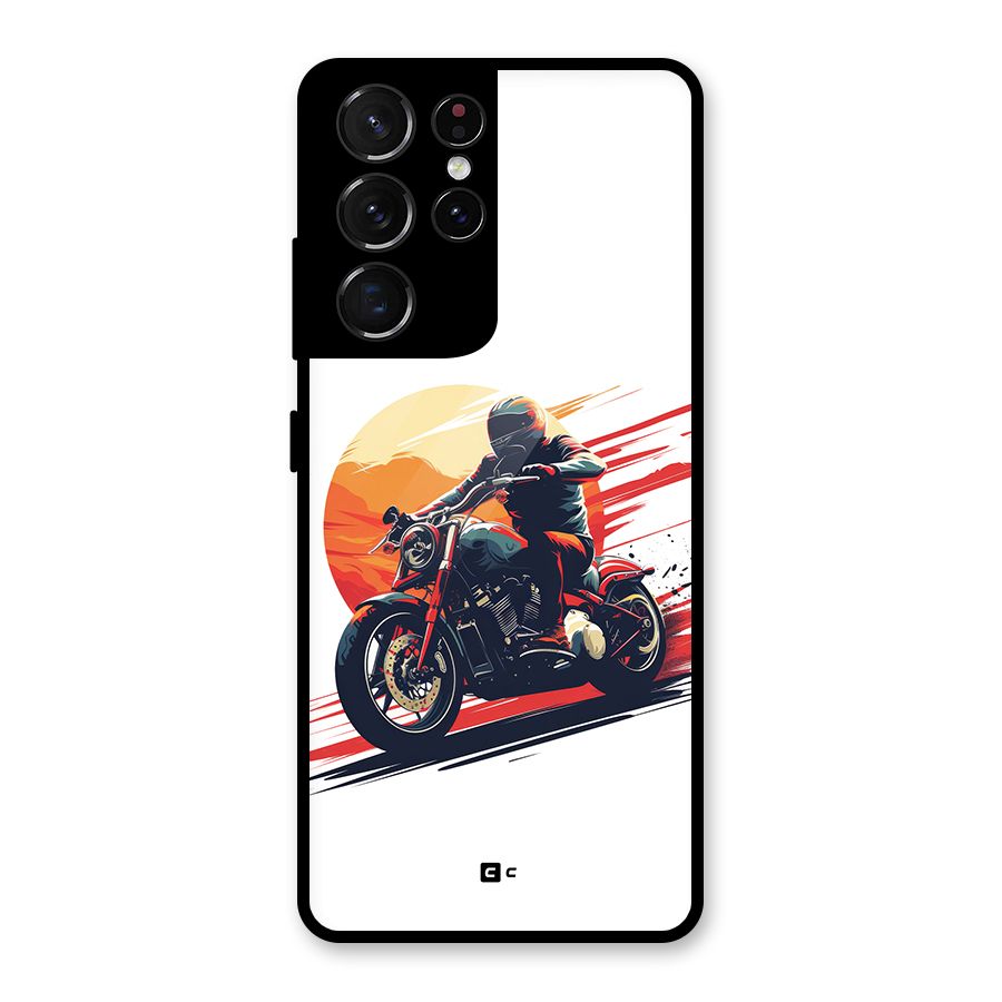 Retro Biker Glass Back Case for Galaxy S21 Ultra 5G