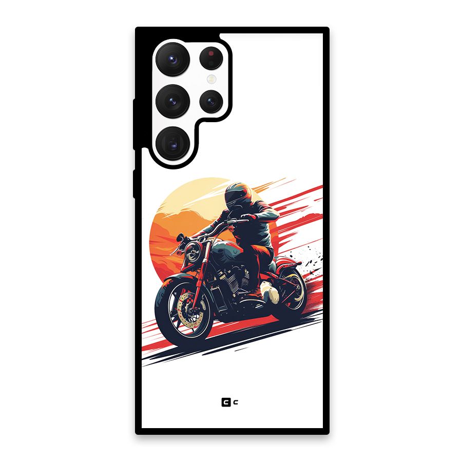 Retro Biker Glass Back Case for Galaxy S22 Ultra 5G