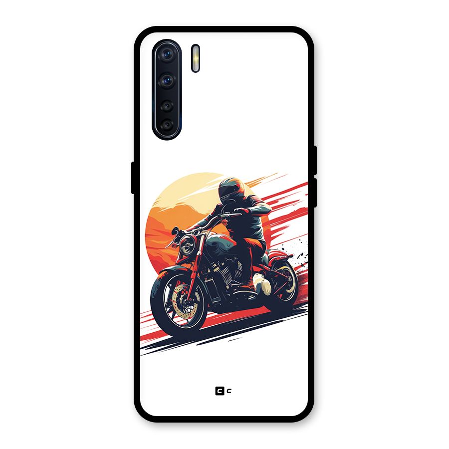 Retro Biker Glass Back Case for Oppo F15