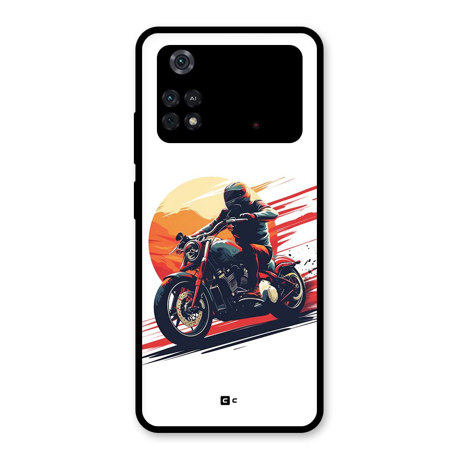 Retro Biker Glass Back Case for Poco M4 Pro 4G