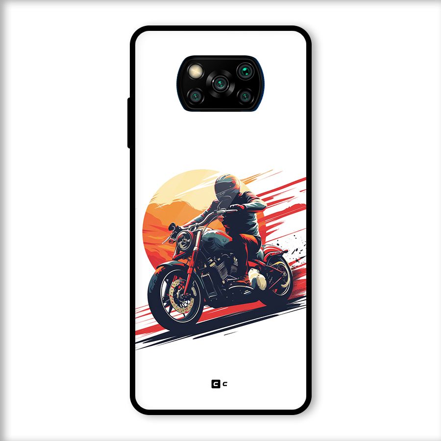 Retro Biker Glass Back Case for Poco X3