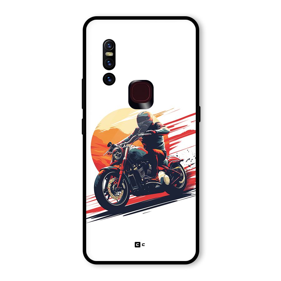 Retro Biker Glass Back Case for Vivo V15