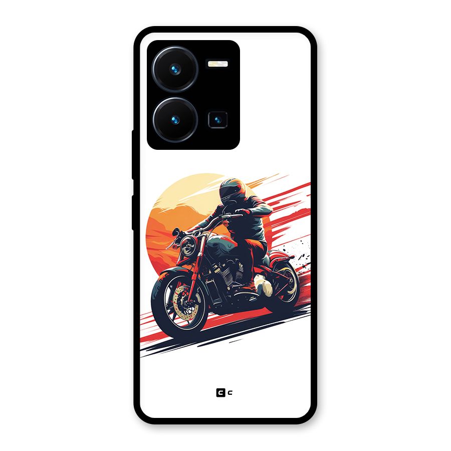 Retro Biker Glass Back Case for Vivo Y35