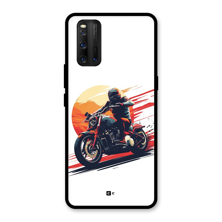 Retro Biker Glass Back Case for Vivo iQOO 3