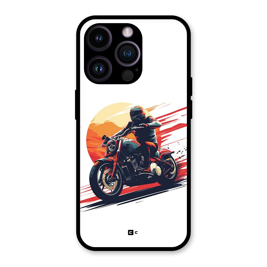 Retro Biker Glass Back Case for iPhone 14 Pro