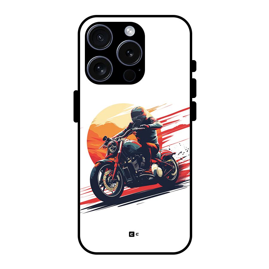 Retro Biker Glass Back Case for iPhone 15 Pro