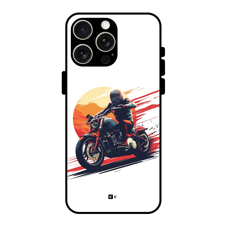 Retro Biker Glass Back Case for iPhone 15 Pro Max
