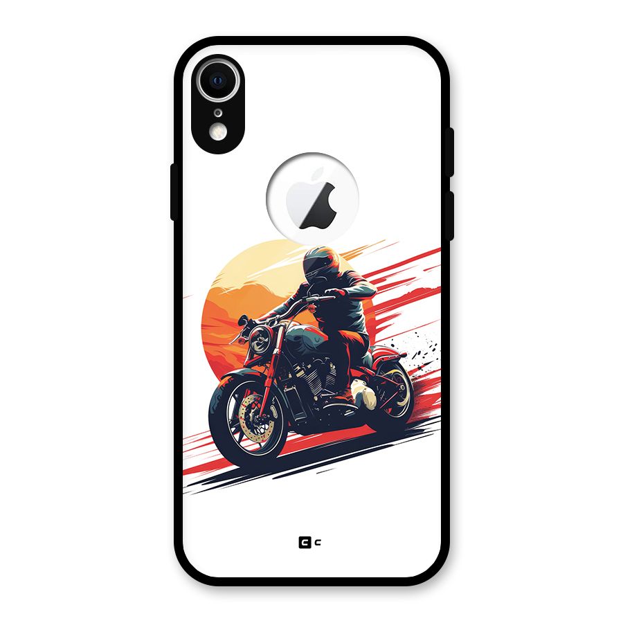 Retro Biker Glass Back Case for iPhone XR Logo Cut