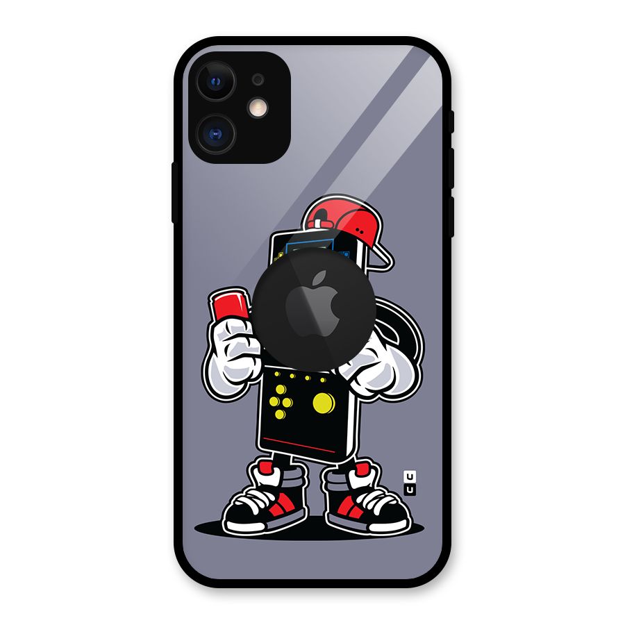 Retro Boy Glass Back Case for iPhone 11 Logo Cut