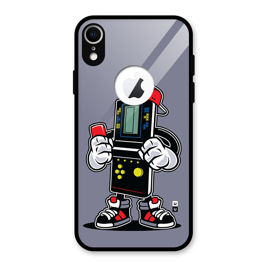 Retro Boy Glass Back Case for iPhone XR Logo Cut