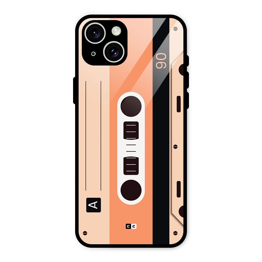 Retro Cassete Glass Back Case for iPhone 15 Plus