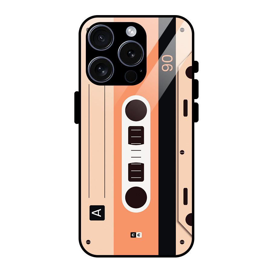 Retro Cassete Glass Back Case for iPhone 15 Pro