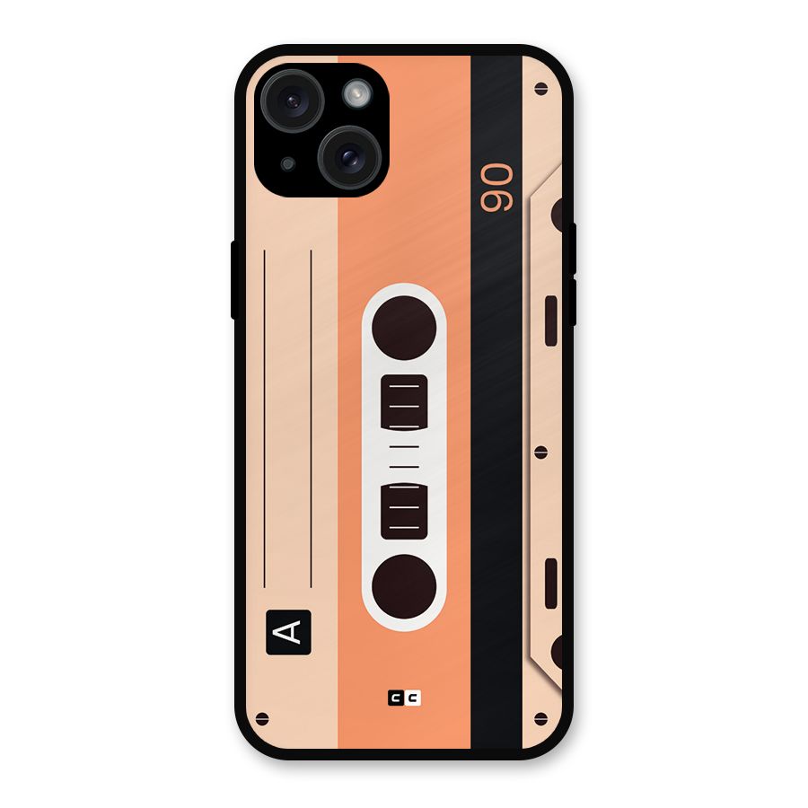 Retro Cassete Metal Back Case for iPhone 15 Plus