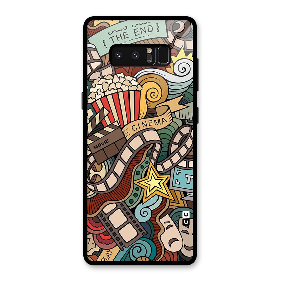 Retro Doodle Art Glass Back Case for Galaxy Note 8