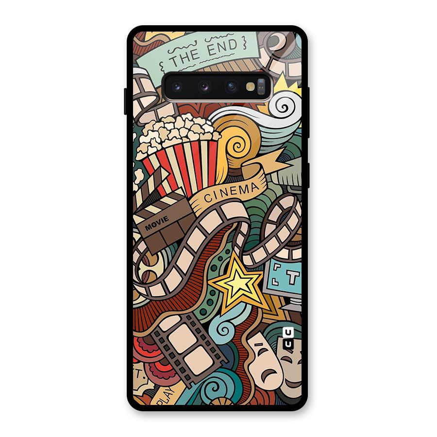 Retro Doodle Art Glass Back Case for Galaxy S10 Plus