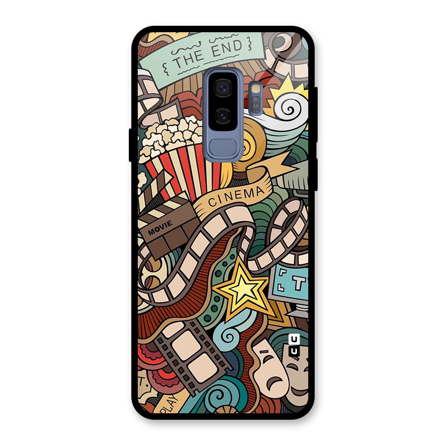 Retro Doodle Art Glass Back Case for Galaxy S9 Plus