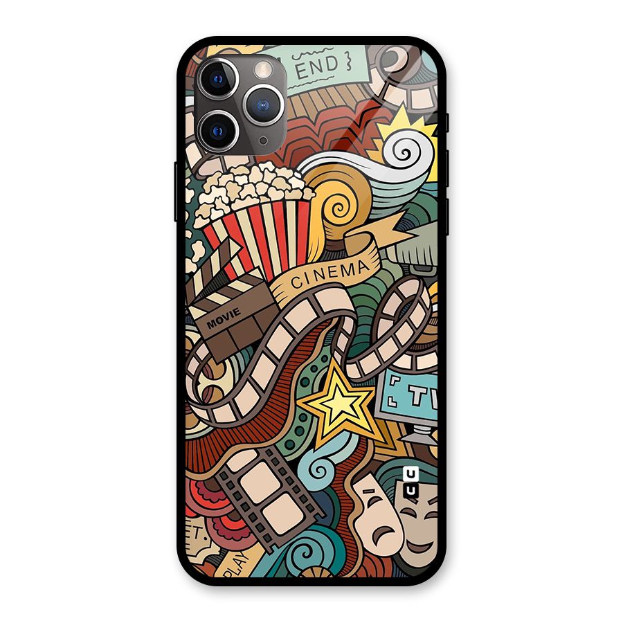 Retro Doodle Art Glass Back Case for iPhone 11 Pro Max