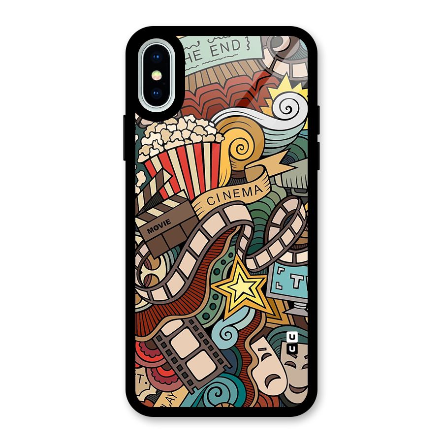 Retro Doodle Art Glass Back Case for iPhone X