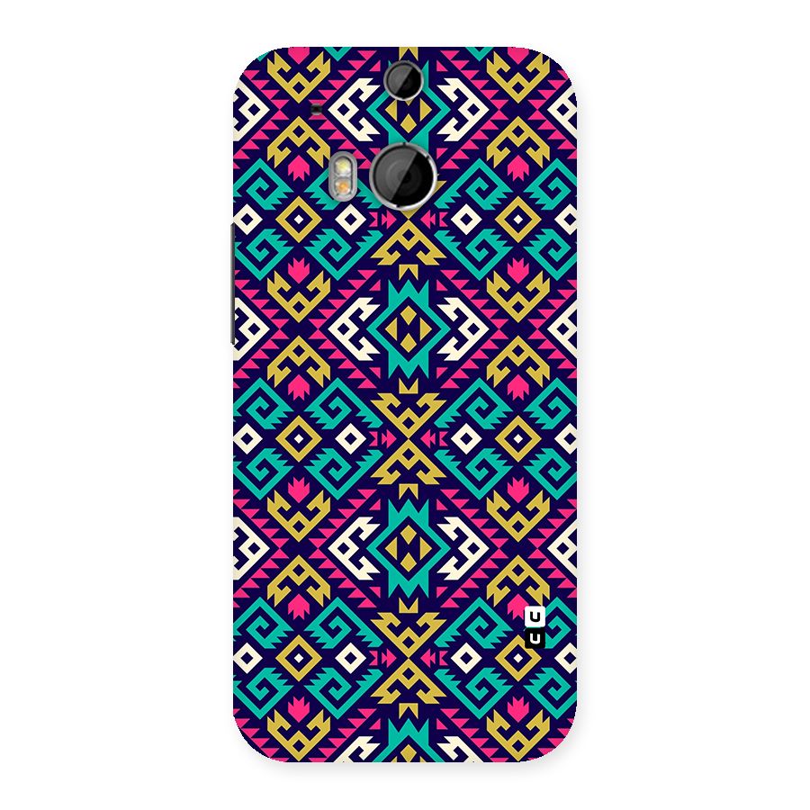 Retro Geometric Pattern Back Case for One M8