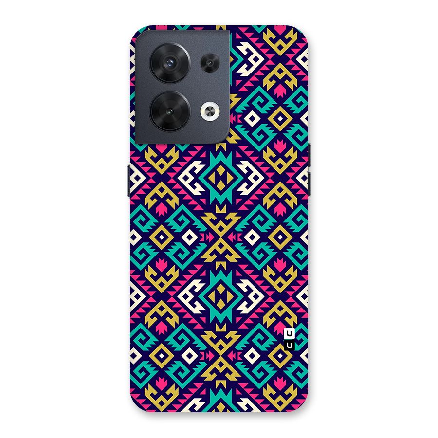 Retro Geometric Pattern Back Case for Oppo Reno8 5G