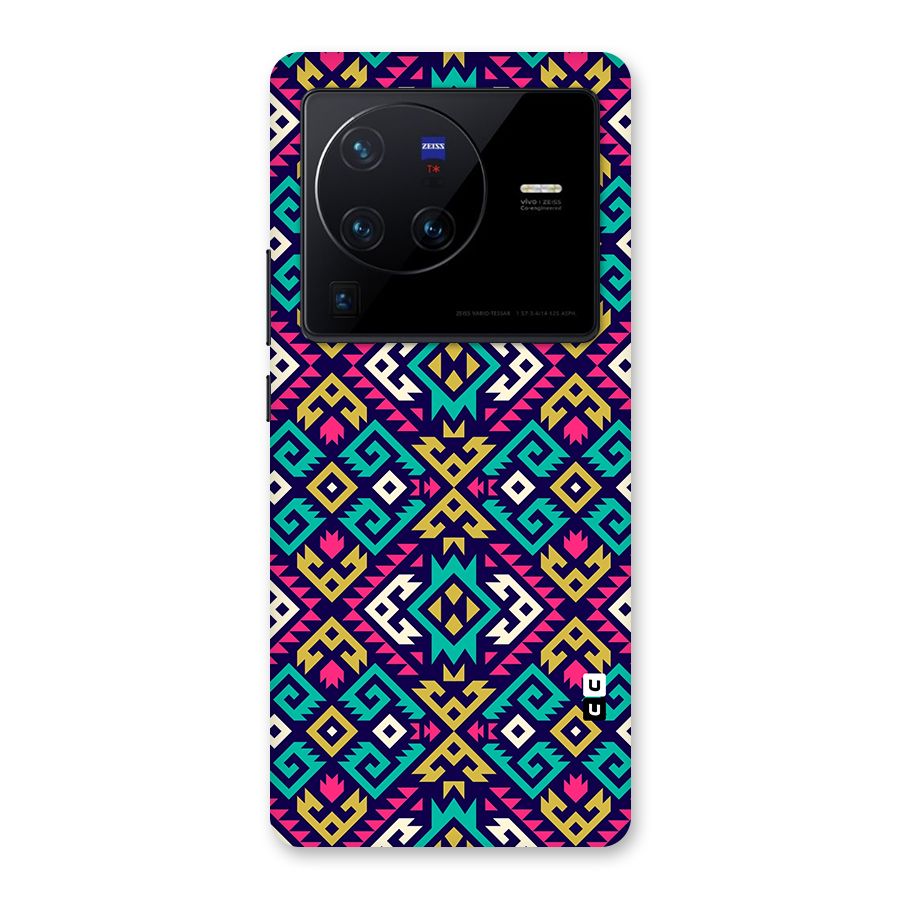 Retro Geometric Pattern Back Case for Vivo X80 Pro