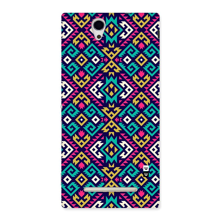 Retro Geometric Pattern Back Case for Xperia C3