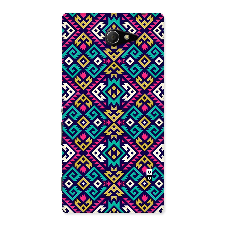 Retro Geometric Pattern Back Case for Xperia M2