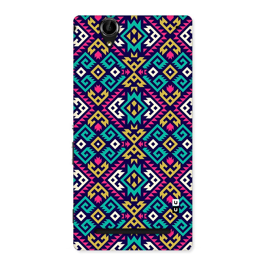 Retro Geometric Pattern Back Case for Xperia T2