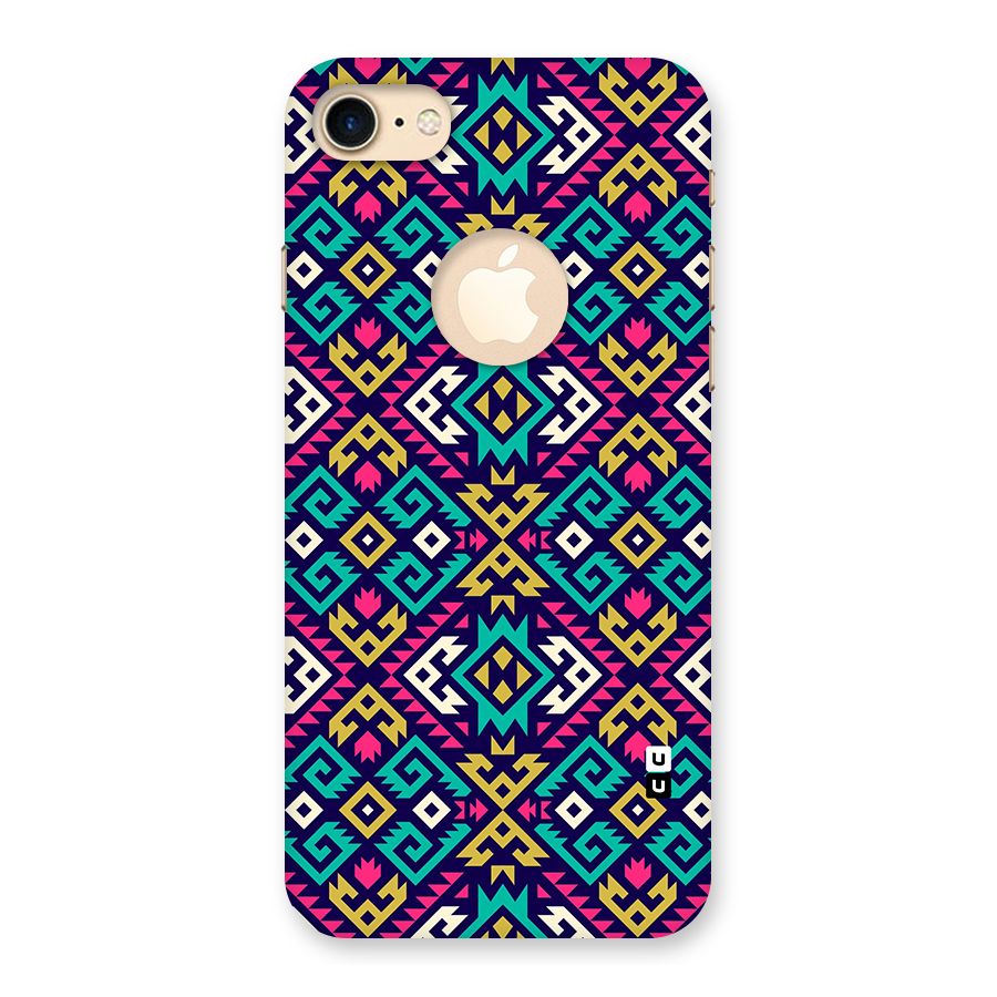 Retro Geometric Pattern Back Case for iPhone 7 Logo Cut