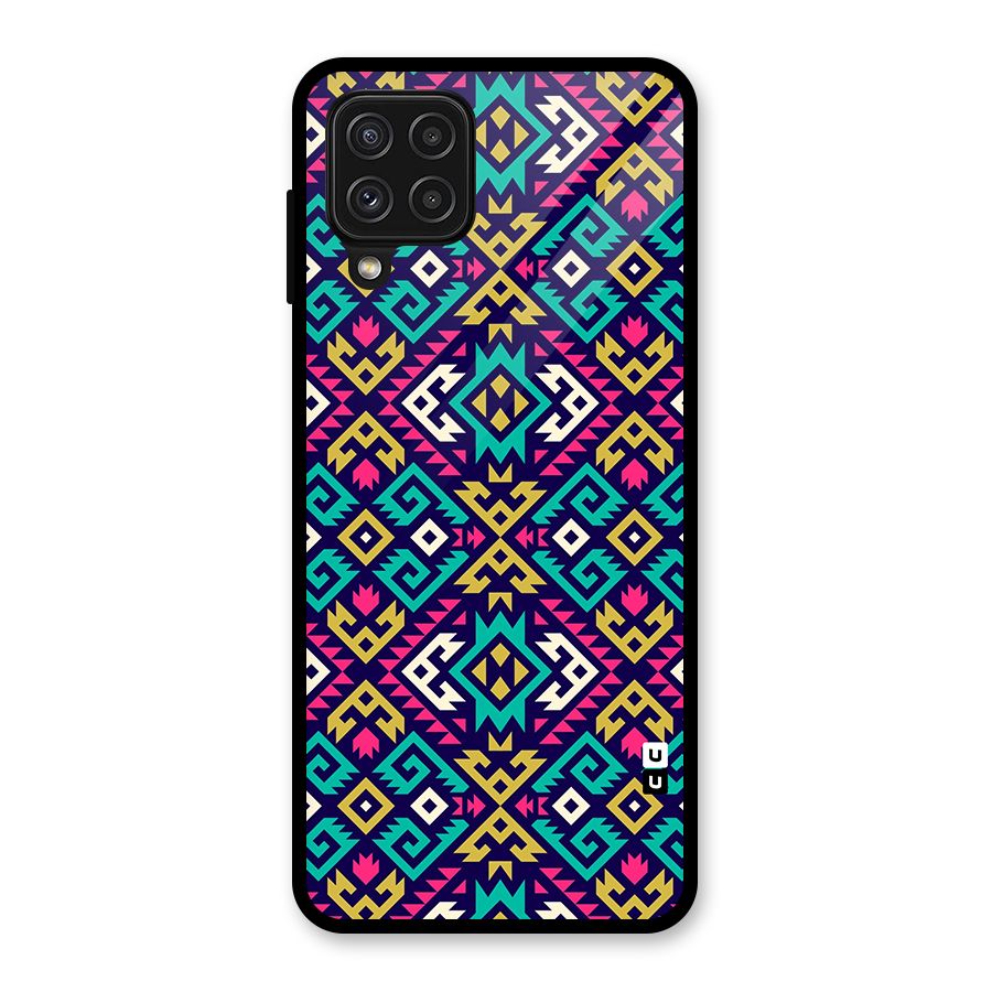 Retro Geometric Pattern Glass Back Case for Galaxy A22 4G