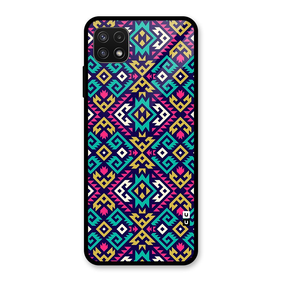 Retro Geometric Pattern Glass Back Case for Galaxy A22 5G