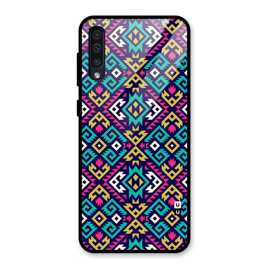 Retro Geometric Pattern Glass Back Case for Galaxy A50s