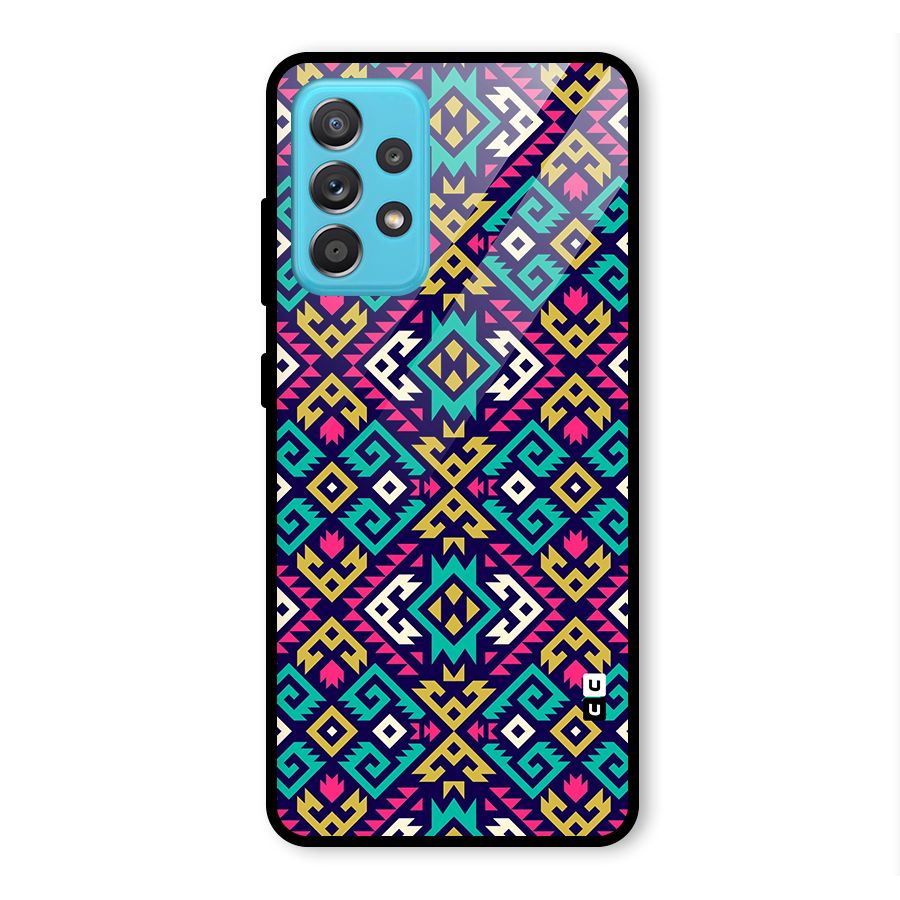 Retro Geometric Pattern Glass Back Case for Galaxy A52